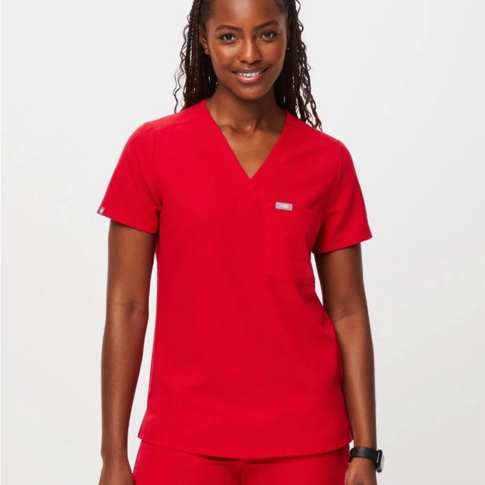 Figs pop red Catarina one pocket scrub top
